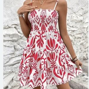 Chic Backless‎ Red and White Dress